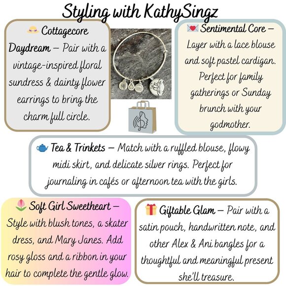 Blessed Bond Alex and Ani Goddaughter Charm Bracelet in Rafaelian Silver 2014 Se - Picture 3 of 14